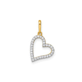 14k Real Yellow Gold CZ Open Heart Pendant, 20x11mm